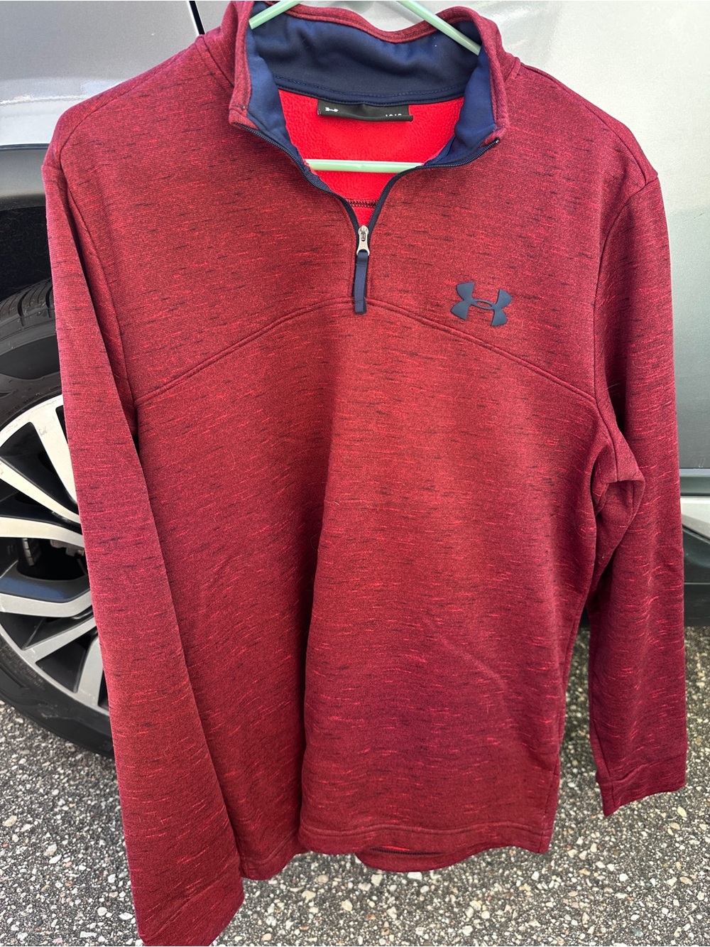 Under Armour Maroon Heather Quarter-Zip Pullover with Navy Trim